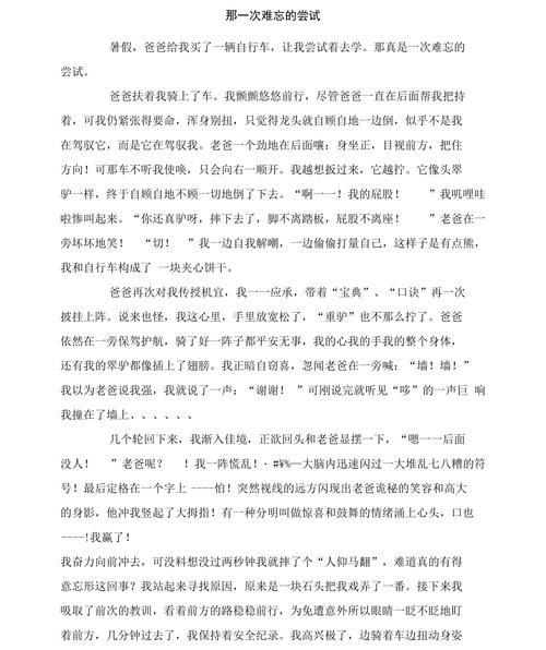 一次难忘的尝试作文怎么写_如何写出真情实感-第2张图片-星辰妙记