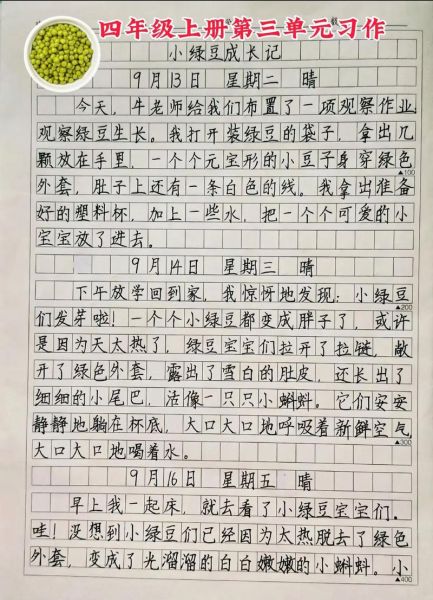 四年级上册第三单元作文怎么写_观察日记写什么-第1张图片-星辰妙记