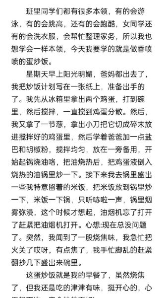 蛋炒饭作文怎么写_400字作文写作技巧-第1张图片-星辰妙记