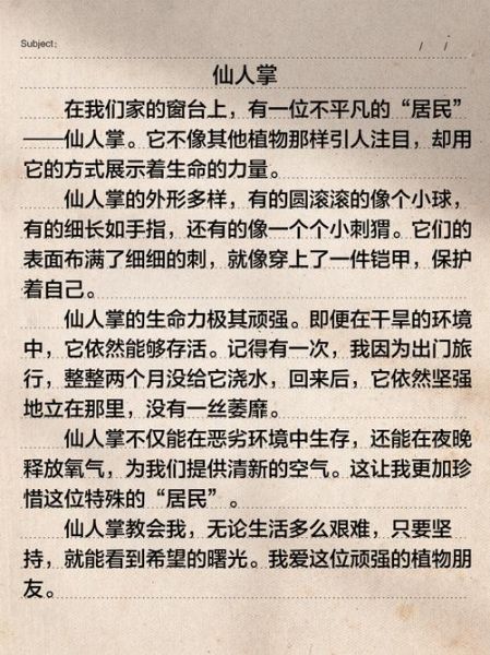 仙人掌怎么写作文_仙人掌作文300字怎么扩展-第3张图片-星辰妙记